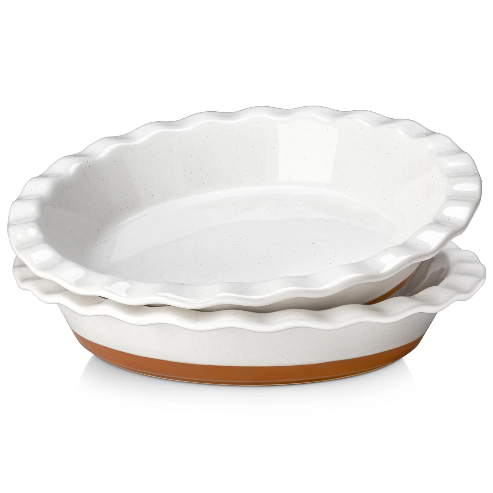 Ceramic Pie Pan Set of 2-9 Inch Quiche Baking Dish Nonstick Pie Plate, Deep D...