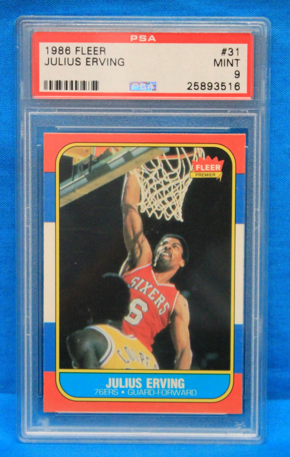 1986 FLEER # 31 Julius Erving PSA 9 MINT # 25893516  PHILADELPHIA 76ers !!!