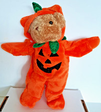 Galerie plush soft bear in pumpkin costume 13" tall FREE SHIP