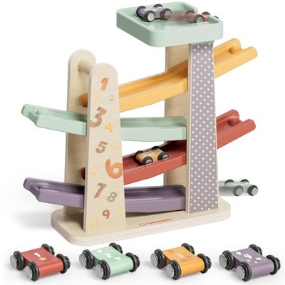 TOPBRIGHT Baby Toys for 1 Year Old Boy Gifts, Wooden Car Ramp Race Track Set,...