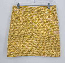 Boden Skirt Womens 6 Yellow White Floral Preppy A Line Cotton Artsy Feminine
