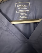 Cherokee Women's 3-Pocket V-Neck Stretch Scrub Top, XL Ciel Blue