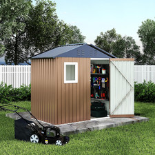 6X4 FT Outdoor Metal Storage Shed with Window   Lockable Doors  Air Vents, Larg