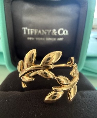 Tiffany & Co Paloma Picasso Olive Leaf Vine Bypass Ring 18k Rose