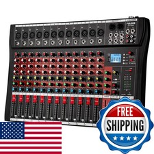 FULUODE CT-120S 12 Channel Mixer 48V Phantom Power USB Bluetooth MP3 Reverb