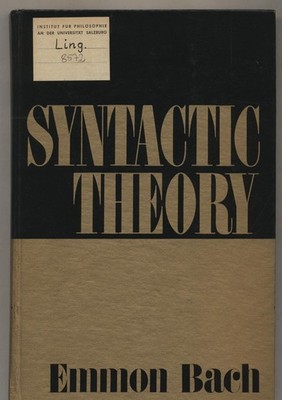 Syntactic Theory Bach, Emmon: