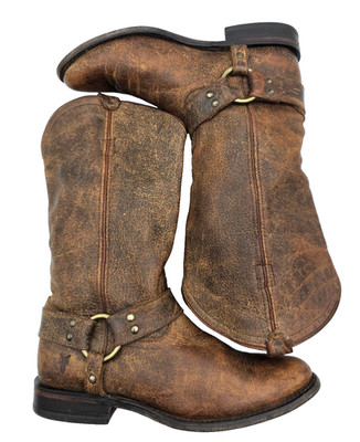 Frye Wyatt Harness Distressed Pull On Leather Boots SIZE 7B FLAWS