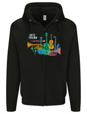 Jazz Lover Musical Instruments Guitar Mens Zip Up Hoodie