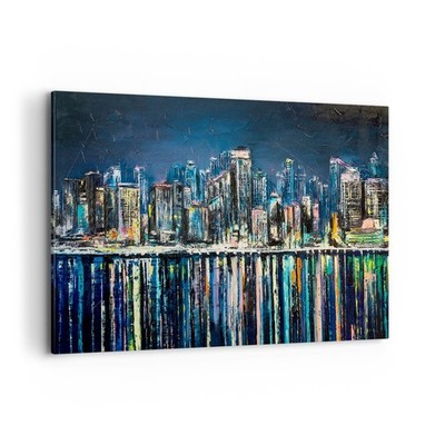 Wandbilder 120x80cm Leinwandbild Stadt Aussicht Wasser Groß XXL Bilder Wanddeko