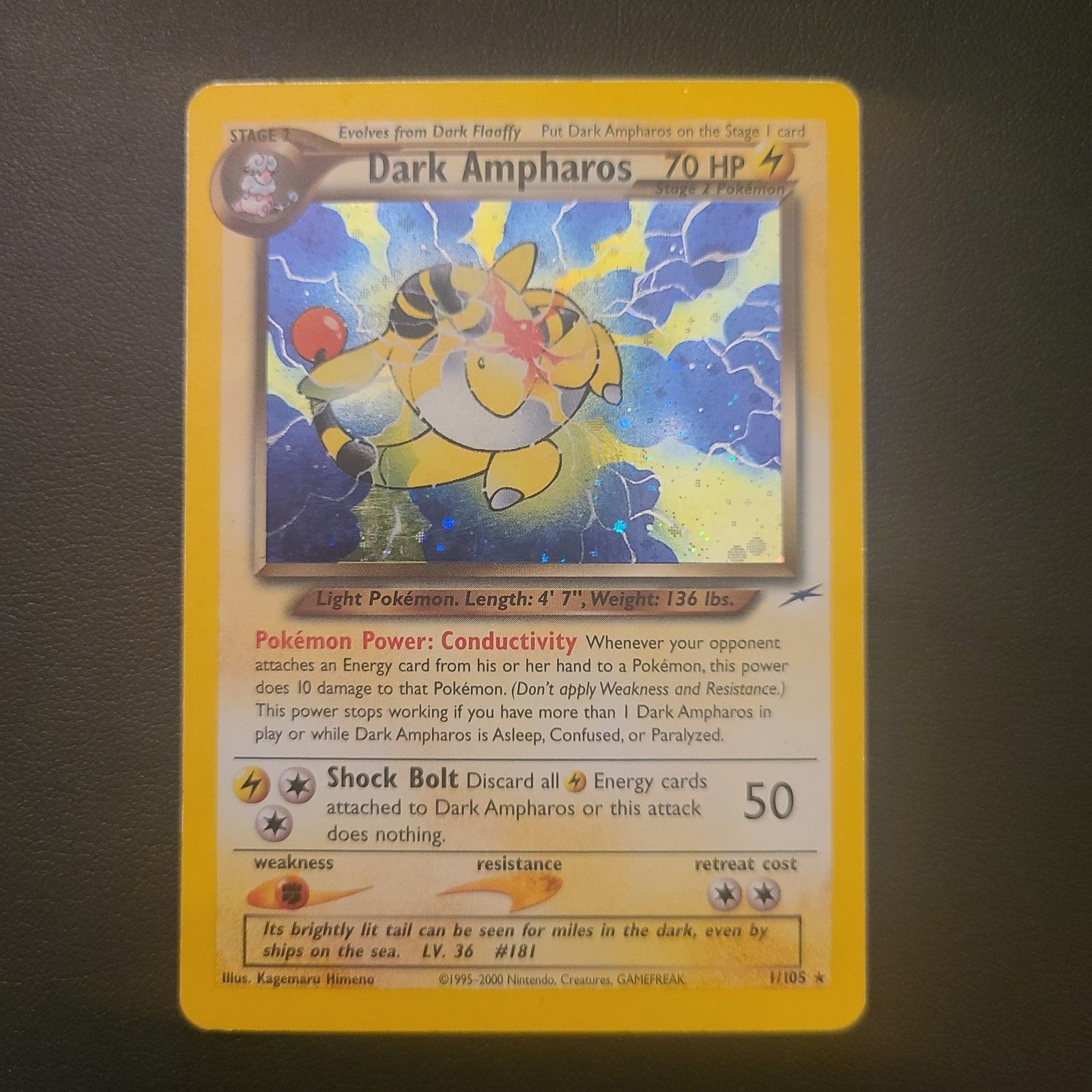 Dark Ampharos Neo Destiny Holo Rare Unlimited 1/105 -MP