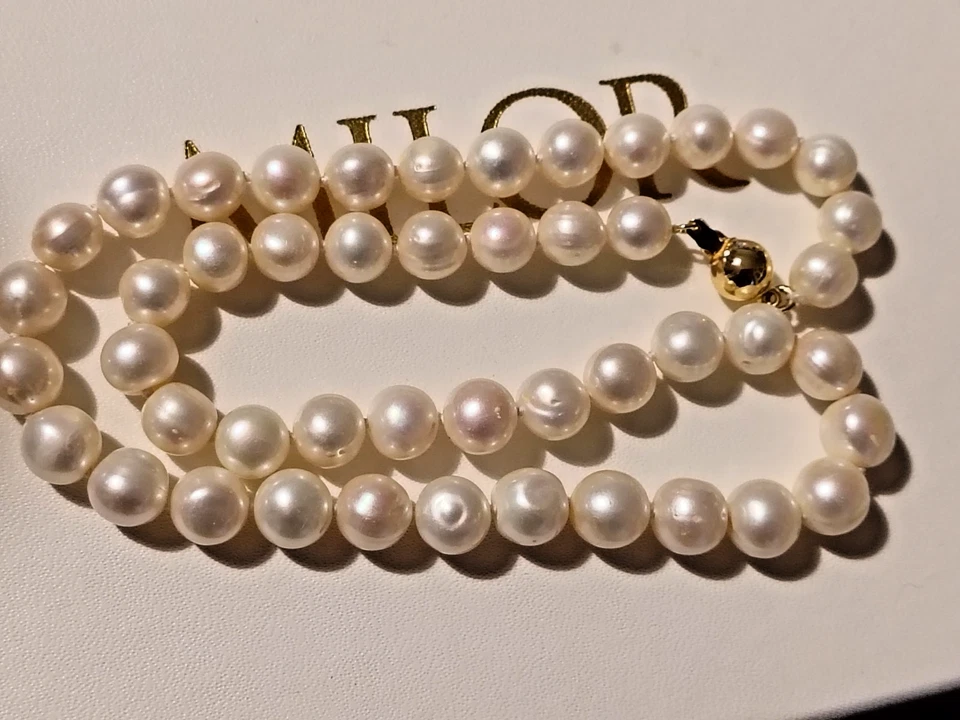 AAA FAVOLOSA COLLANA di PERLE vere & naturali enormi bianche e sferiche Regalo - Immagine 2 di 4