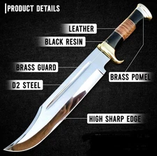 18" HAND FORGED Hunting Crocodile Dundee High Polish Survival Bowie Knife+Sheath