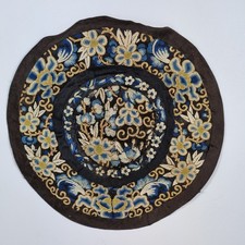 Vintage Chinese Silk Embroidery Decorated With Flowers 26cm Diameter