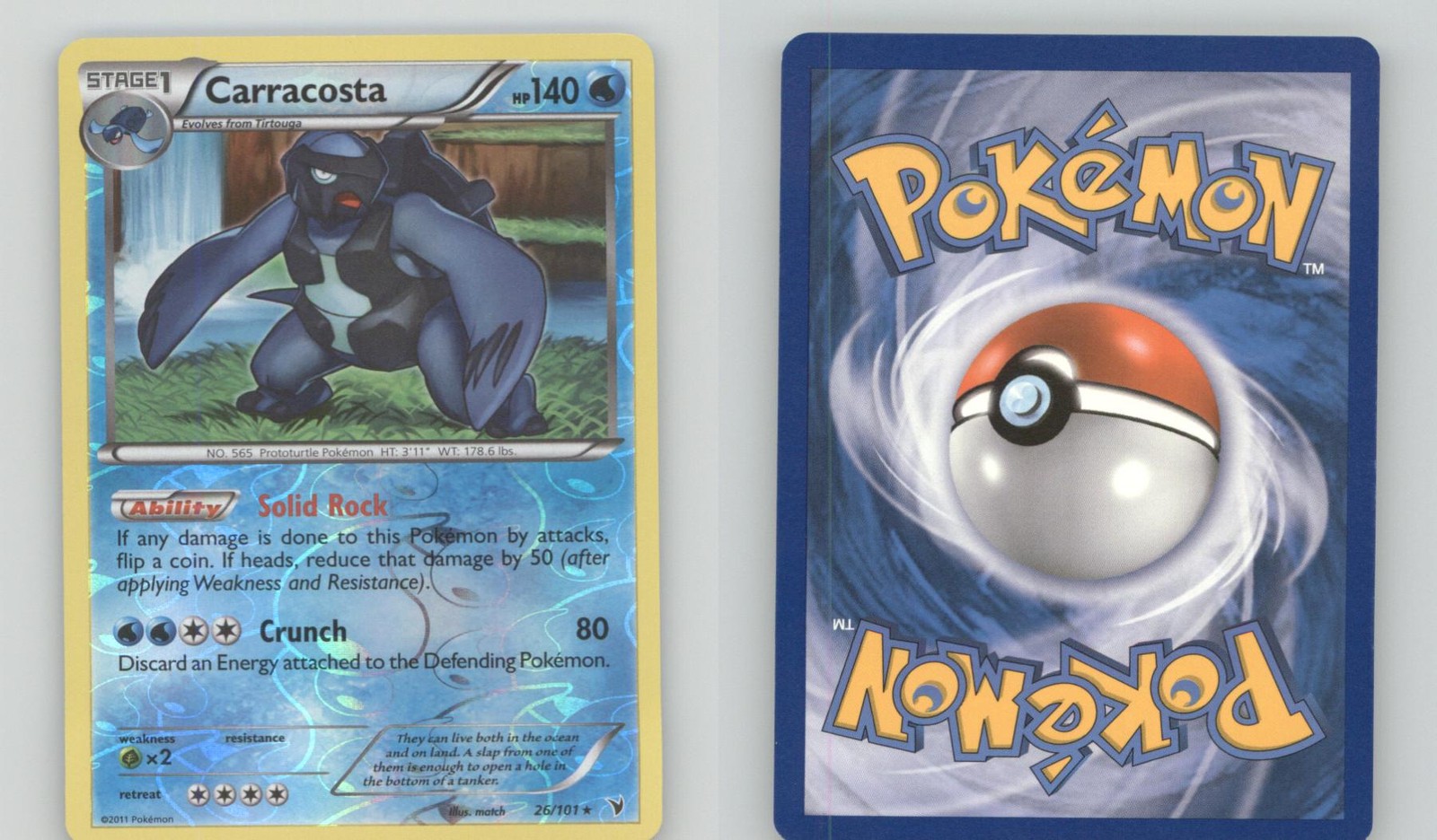 CARRACOSTA 26/101 RARE NOBLE VICTORIES POKEMON REVERSE HOLO NEAR MINT