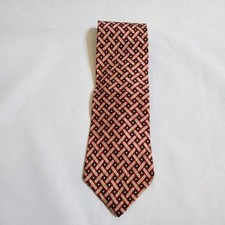 Burberrys of London Tie Dark Red Navy Blue Geometric Weave Squares Silk Necktie