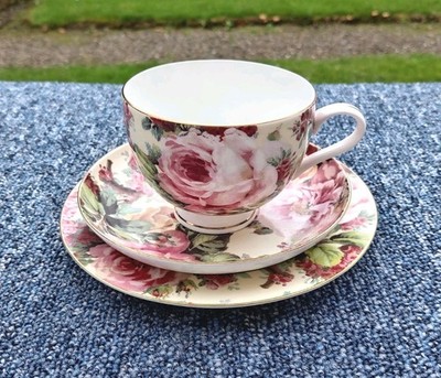 Maxwell & Williams Rambling Rose Bone China Trio Teetasse Untertasse Beilagenteller 2002