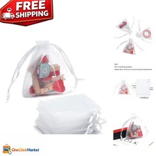 100 Pcs 3x4 Inch Sheer Organza Gift Bags with Elegant Ribbon for All Occasions