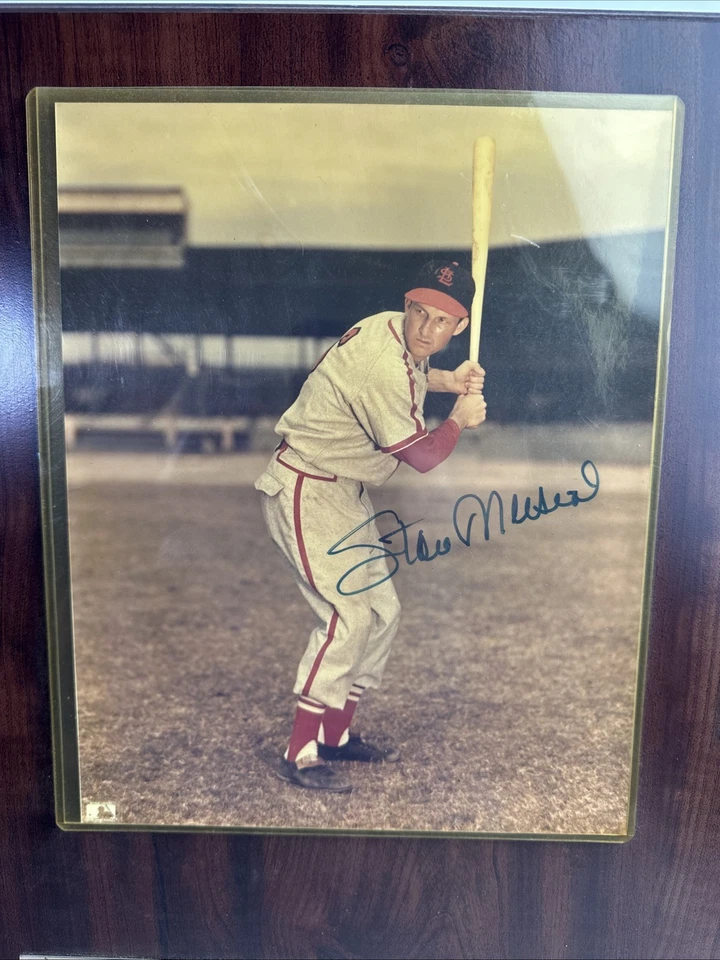 Stan Musial Autographed 8x10 Picture St Louis Cardinals 16x20 Plaque Hall Fame￼ - Image 3 of 4