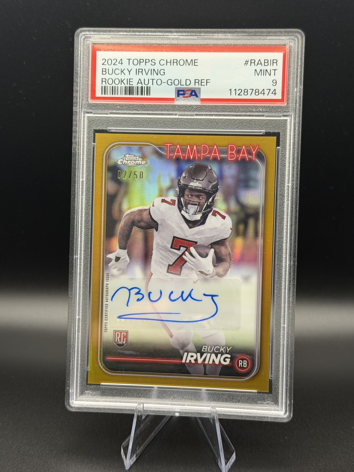 2024 Topps Chrome - Rookie Autographs Bucky Irving Gold Refractor 2/50 (AU, RC)