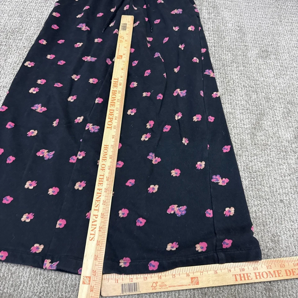 Rebecca Taylor Sweatpants Black Pink Floral Elastic Waist Women’s Size Medium - Image 3 of 4