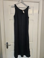 New Ladies long navy blue sleeveless floaty midi dress size 14-16 / large BNWT