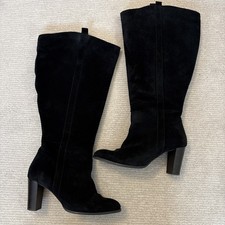 DUO Ted & Muffy Knee High Boots Beautiful Black Suede 48cm Wide Calf / Size 41/8