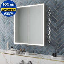 Modern Bathroom Mirror Cabinet IP44 Rated LED Illuminated Wall Mounted 800 x 700