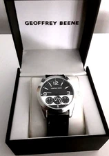 Geoffrey Beene Men's Quartz Metal Alloy Dress Watch Silver-Tone  NIB