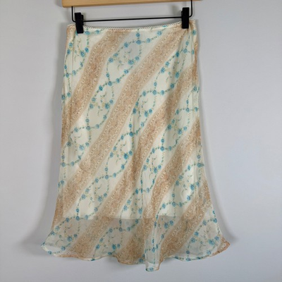 #ad Vintage GAS The Great American Sportswear Co Floral Lace Print Midi Skirt Medium $25.00