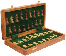 Magnetic Travel Chess Set 7x7 Folding Wooden Board Handmade Classic Game