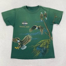 Vintage Harley Davidson Shirt Size Medium Green Bald Eagle Soaring High AOP 90s