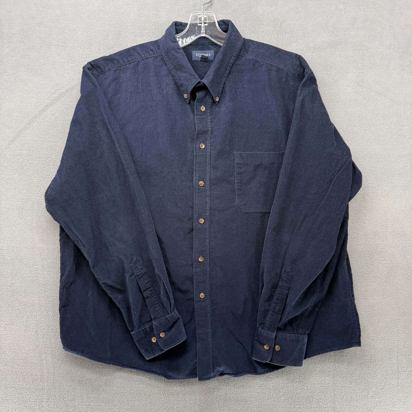 Sonoma Button Down Pocket Shirt Mens XL Blue Life Style Corduroy Long Sleeve