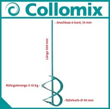 Collomix R&uuml;hrer WK 90/500 S Bohrmaschinen Quirl Fliesenkleber M&ouml;rtel Zement Putz