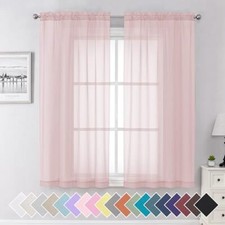 Sheer Curtains 63 Inch Length 2 Panels Set, W 40" x L 63"  Pair Blush Pink