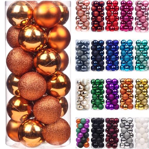 24 Stück Weihnachtskugeln Ornamente für Weihnachtsbaum - 1,2"-3,1 cm orange - Bild 2 von 7