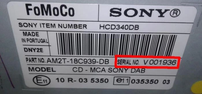 FORD RADIO CODE UNLOCK GALAXY FOCUS MONDEO SMAX TRANSIT SONY STEREO DAB CD  - Immagine 3 di 3