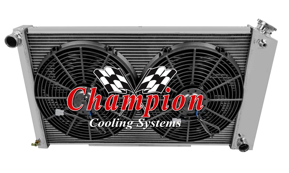 AL Champion 3 Row Radiator 17x28",14" Fans for 1968-1973 Pontiac GTO (Manual) - Image 3 of 4