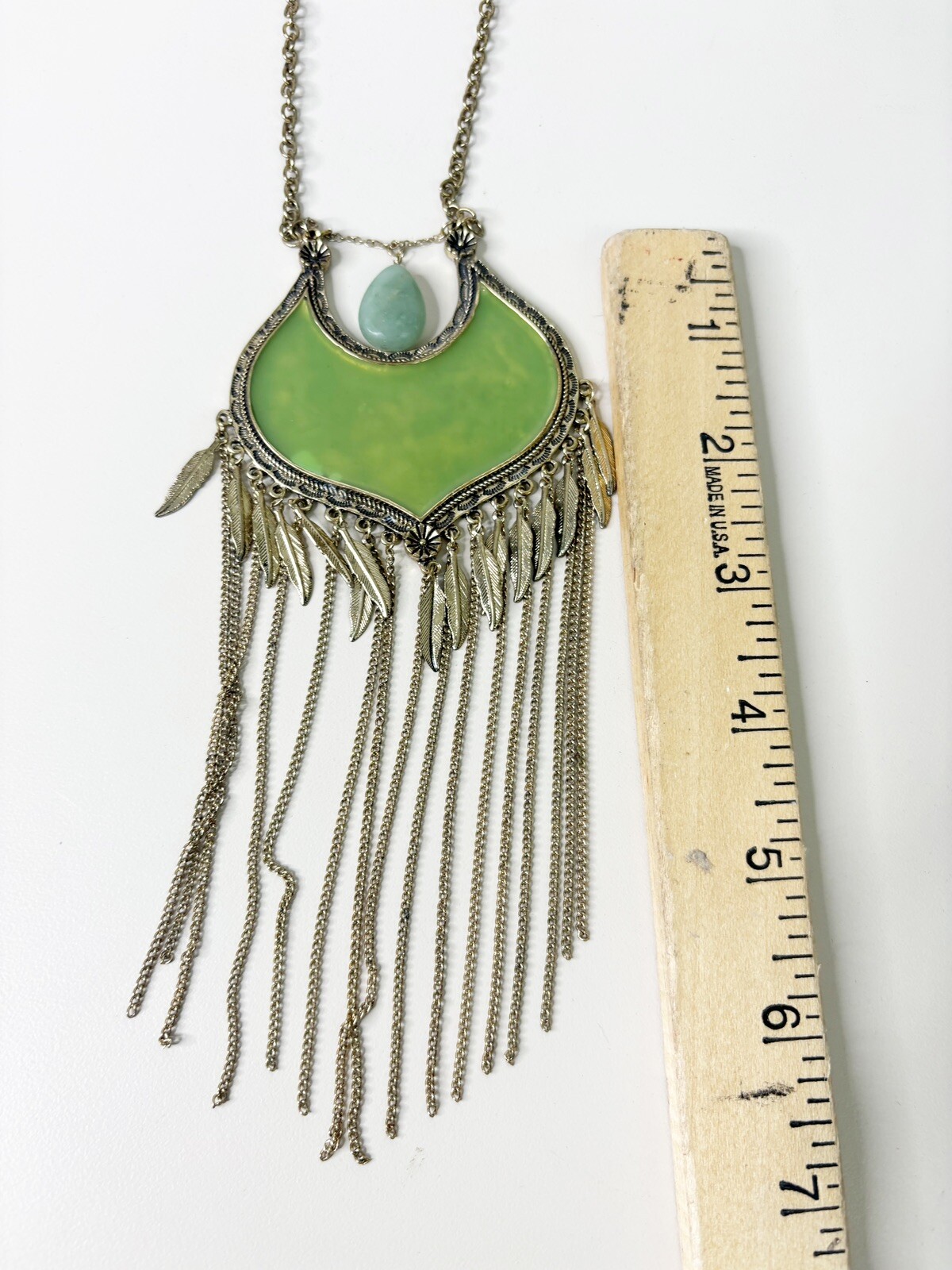 Green Stone Serpentine Large Statement Necklace -… - image 4