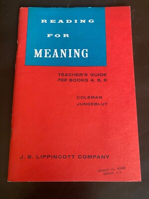 Vintage 1962  Teacher's Guide Reading for Meaning for Books 4,5,6