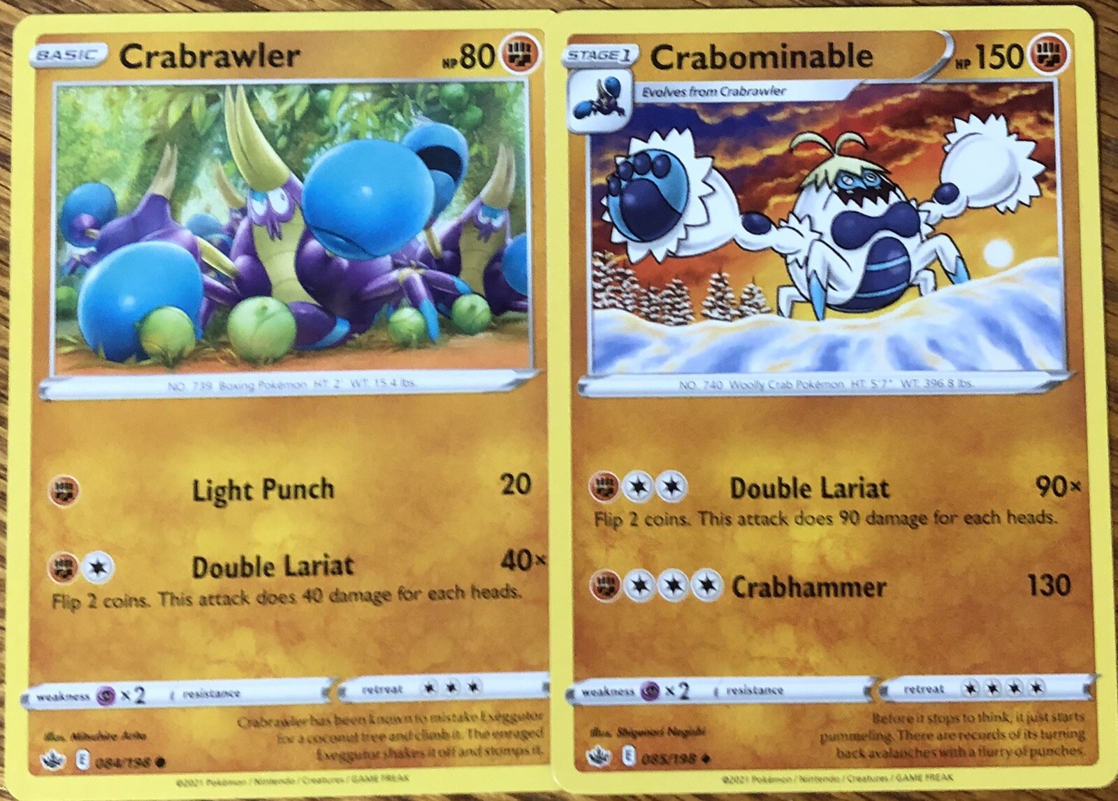 Crabrawler , Crabominable 85/198 - Evo Line - Chilling Reign - Read Desc.