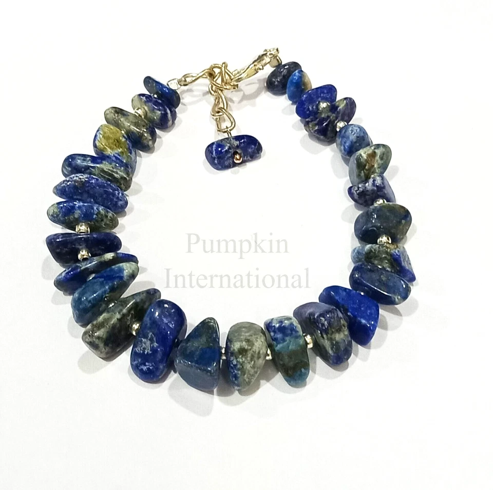 Pulsera delicada de piedra lapislázuli natural con piedras preciosas azules Foto 2 de 4