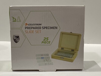 Celestron 25 Piece Prepared Microscope Slide Kit New In Box