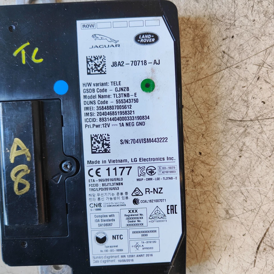 Jaguar XE X760 2016 unidad de control telemático J8A2-70718-AJ Foto 2 de 4