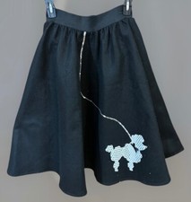 Women's 50's Poodle Skirt, costume, size M, elastic waist, black felt, circle