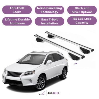 ERKUL Roof Rack Crossbars for Lexus RX 350 RX450 2010-15 for Raised Rails-Silver
