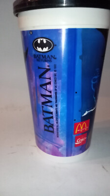 Batman Returns Film, McDonalds Trinkbecher 18 cm mit Frisbee-Deckel 1991, Neu