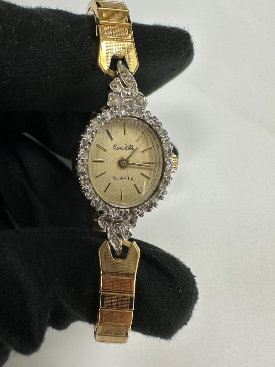 Pierre Vallee Gold Plated Vintage Ladies Watch Black Dial Gold Plated Bracelet Classic Pierre Vallee 10k Gold tone Plated Women/lady main image 4