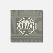 Karachi Pakistan Skyline 4'' X 4'' Square Wooden Coaster
