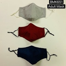 3 PCS Handmade Adult Cloth Face Masks, Reusable Washable w/Nose Strip, BMK651