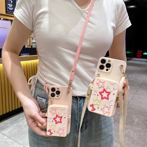 For iPhone Samsung Wallet Bag Crossbody Strap Holder Purse Dustproof Phone Case